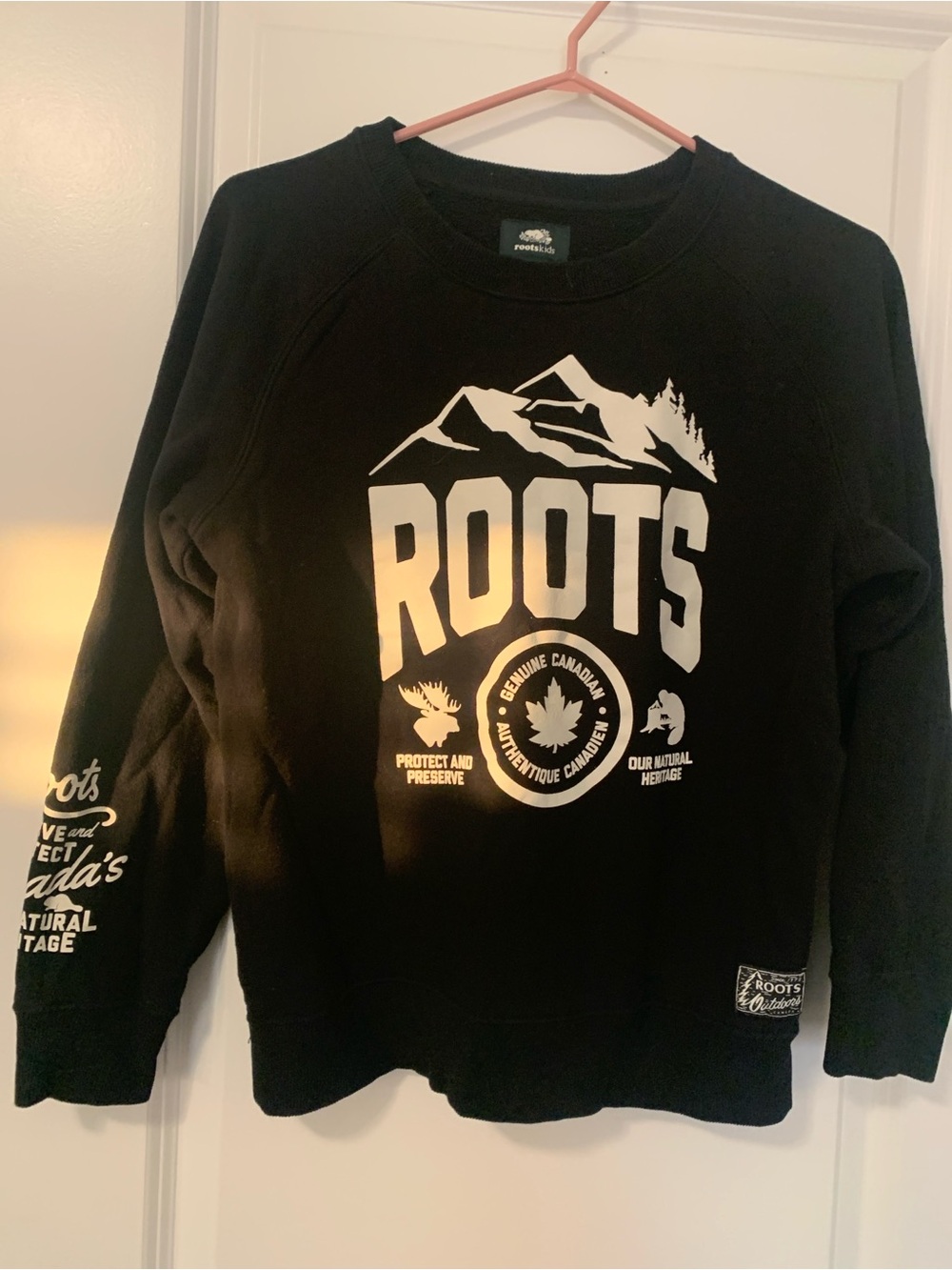 Roots Black Sweatshirt with White Logo